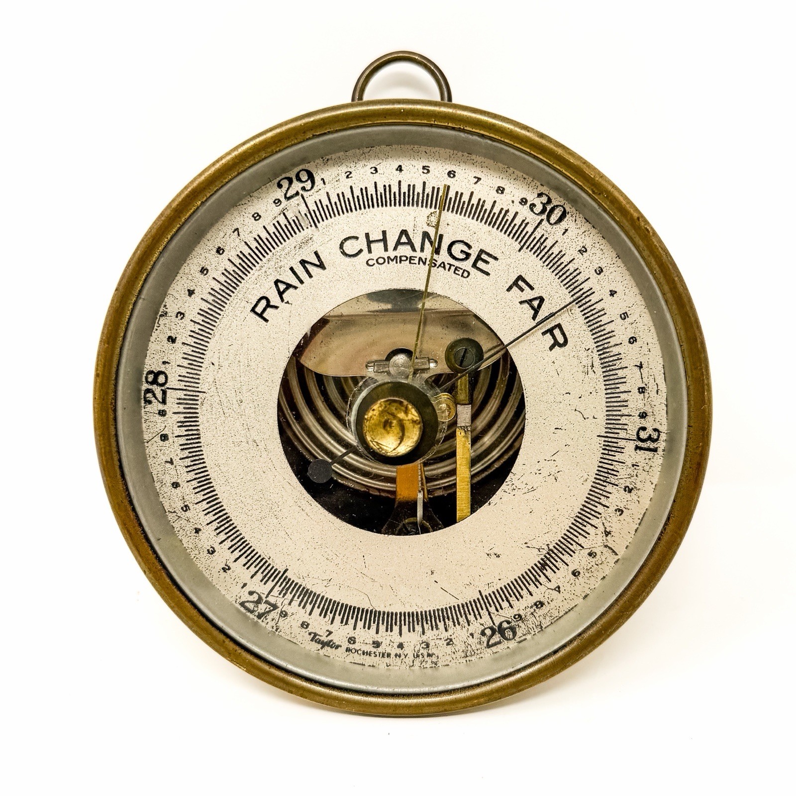 Vintage Taylor Brass Wall Barometer Rochester NY USA Nautical Decor Untested