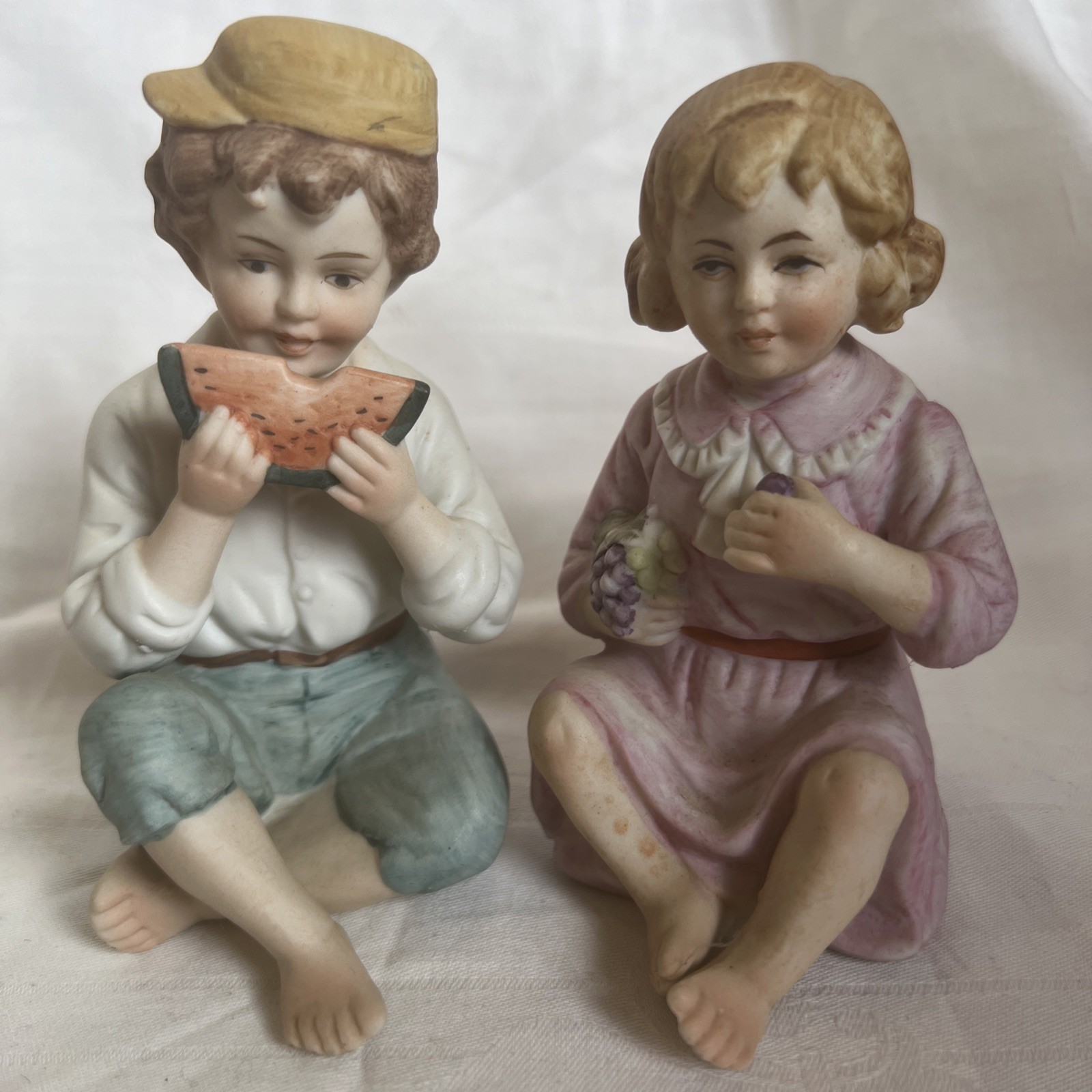 Vintage TII Girl & Boy figurines with Watermelon & Grapes 70-80s Vintage TII Girl & Boy figurines with Watermelon & Grapes 70-80s