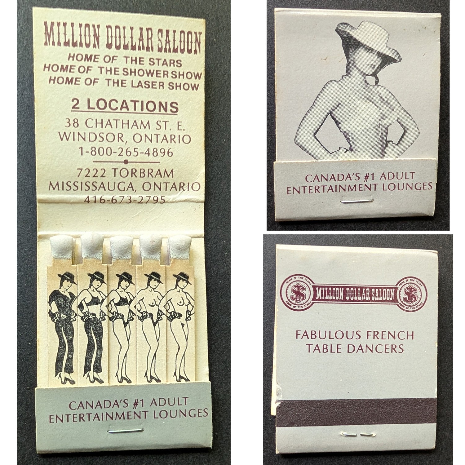 Girlie Feature Matchbook Million Dollar Saloon Windsor ON