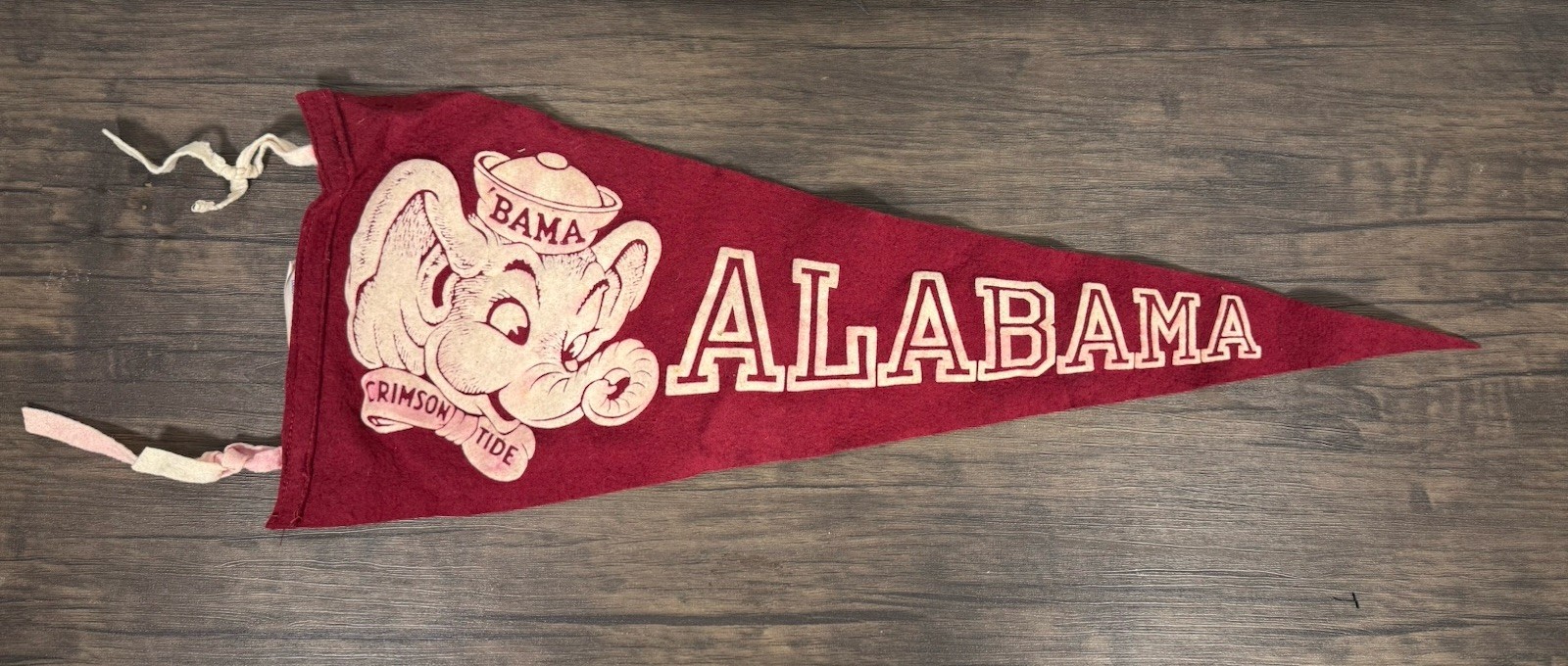 VTG University of Alabama Felt Pennant 27” Big Al Wool Rayon Collegiate USA 1950