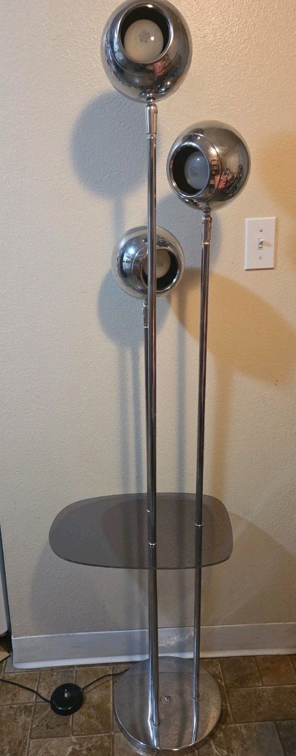 ICONIC ROBERT SONNEMAN MCM ARTICULATED CHROME EYEBALL FLOOR LAMP