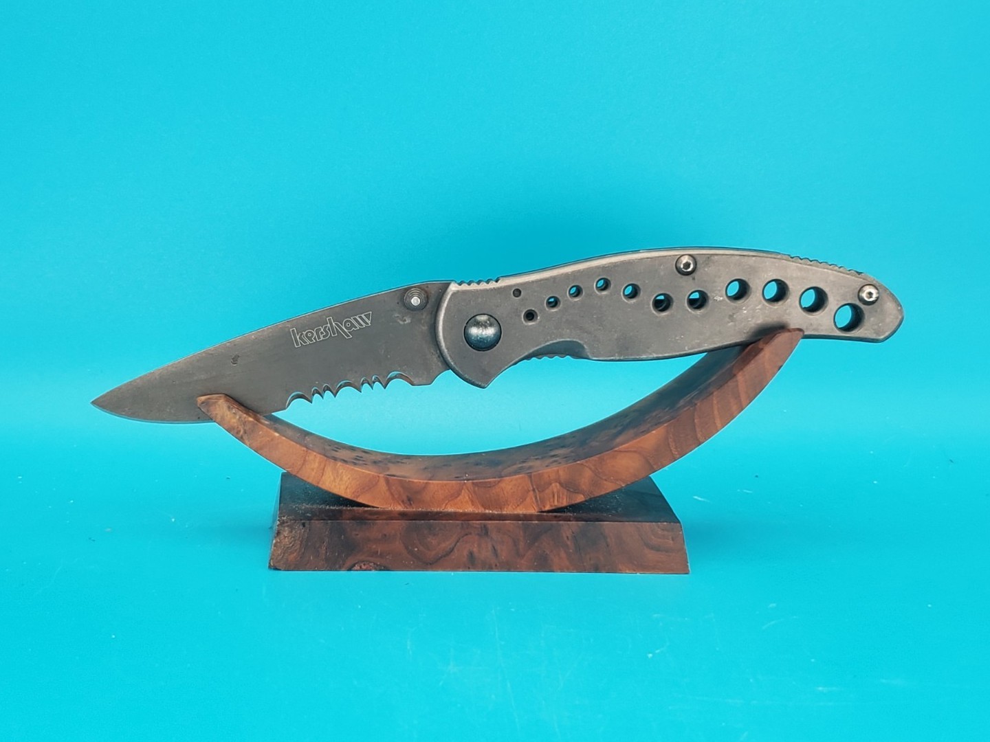 KERSHAW Black Vapor Knife 1640BLKST Tactical Frame Lock Combo Edge Discontinued