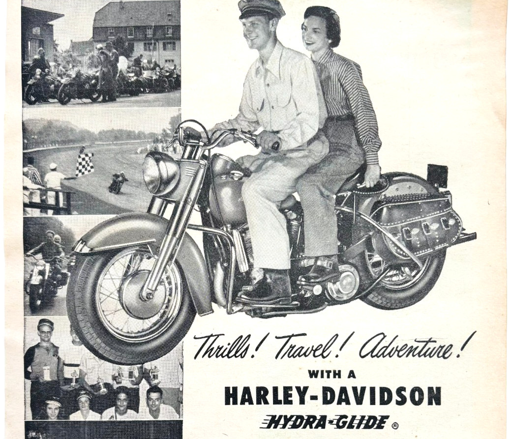 1952 Harley Davidson Motorcycle Advertisement Vintage Transportation Bike A4C