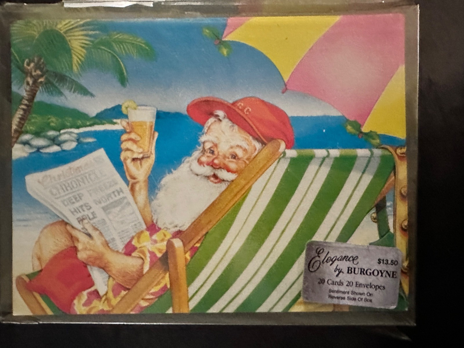 VTG ELEGANCE BY BURGOYNE SANTA CHRISTMAS CARDS SET OF 20 + ENVELOPES