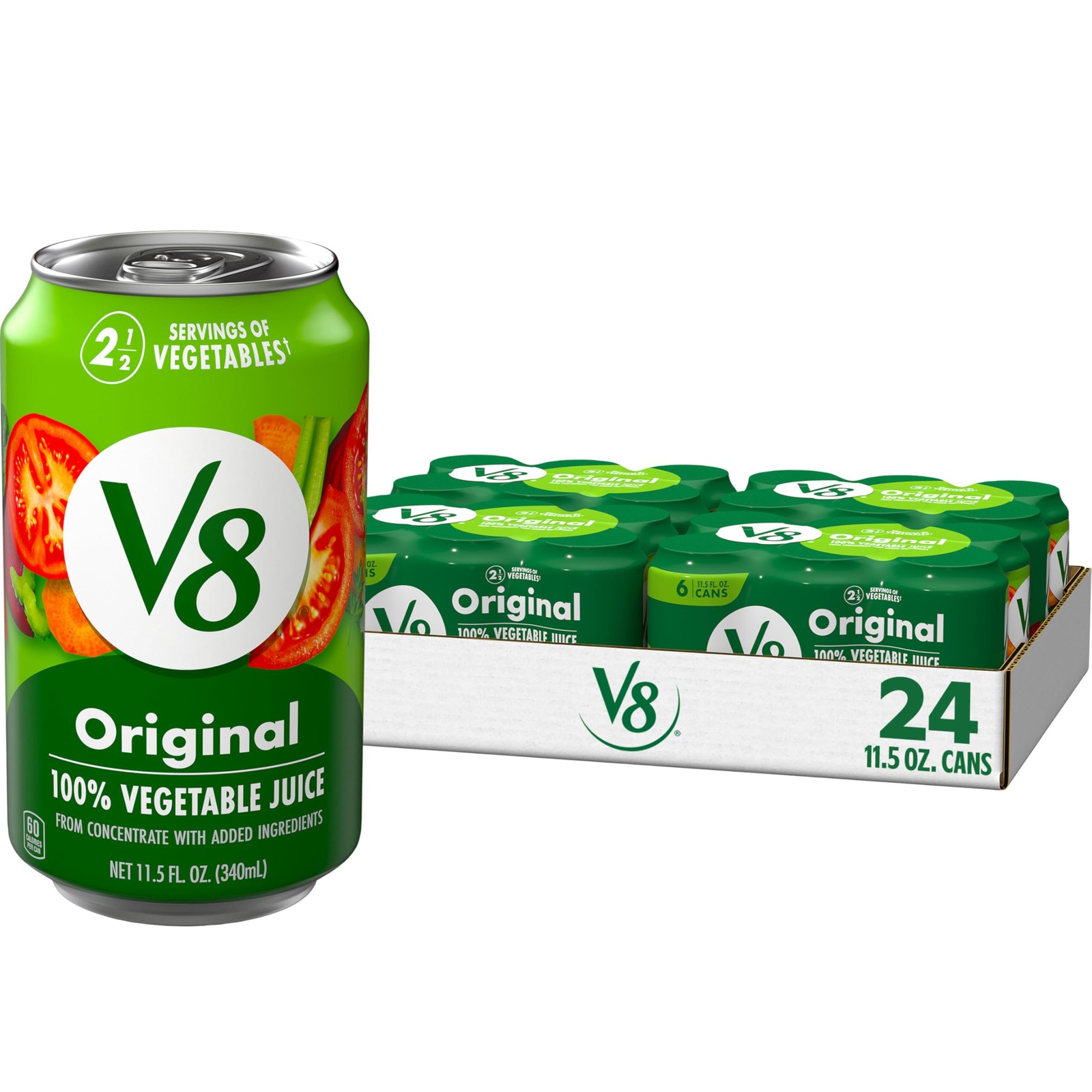 V8 Original 100% Vegetable Juice, 11.5 fl oz Can Fl Oz (4 packs of 6) V8 Original 100% Vegetable Juice, 11.5 fl oz Can Fl Oz (4 packs of 6)