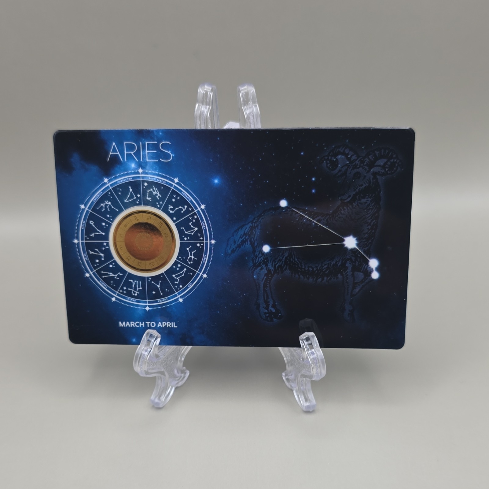 Chad 3000 CFA 1/1000 oz .999 Gold Aries Zodiac Coin in Assay Card Chad 3000 CFA 1/1000 oz .999 Gold Aries Zodiac Coin in Assay Card