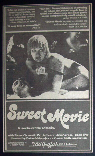 Sweet Movie Pierre Clementi Carole Laure NYC Area 1975 Small Advert Promo Ad