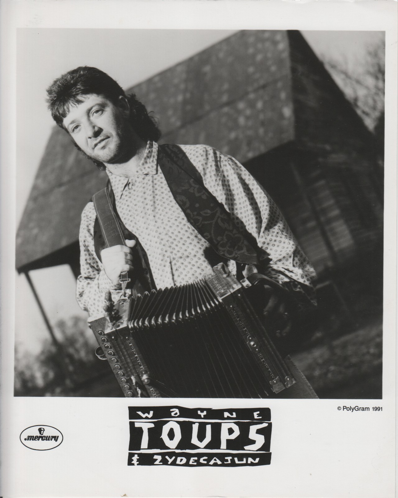 Cajun Zydeco Musician WAYNE TOUPS B&W 8x10 Publicity PHOTO 1991 Cajun Zydeco Musician WAYNE TOUPS B&W 8x10 Publicity PHOTO 1991