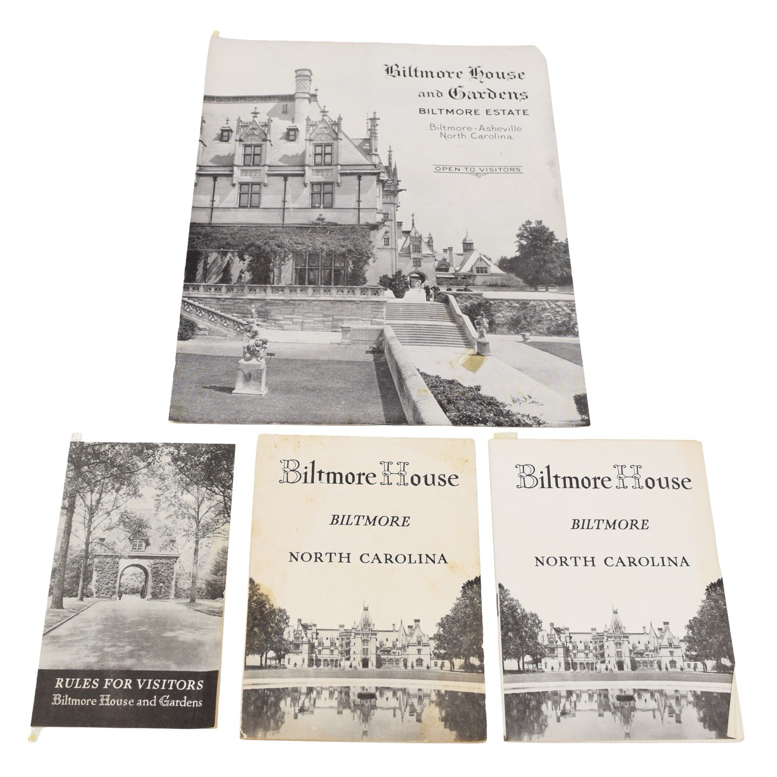 1953 Biltmore House, Gardens, Visitor Rules Set Of 4 Brochures Asheville NC