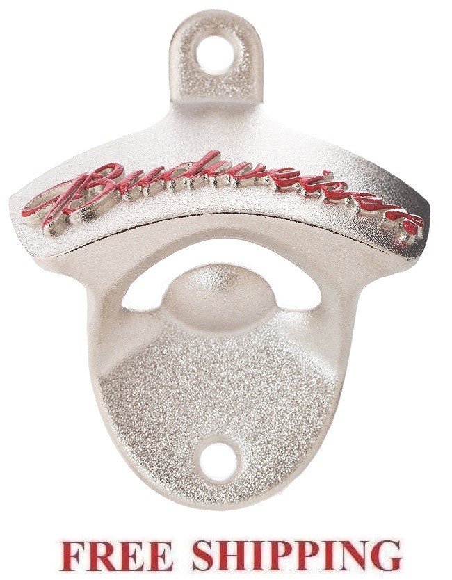 BUDWEISER 1 WALL MOUNT STATIONARY METAL BEER BOTTLE OPENER NEW