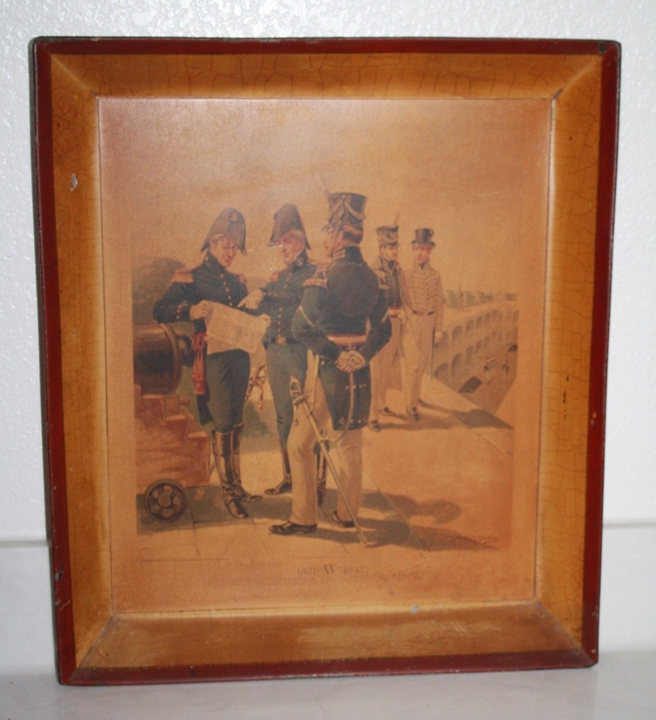  Antique Tin Tray H.A.Ogden American Military Litho Wall Picture Officer 1816-21
