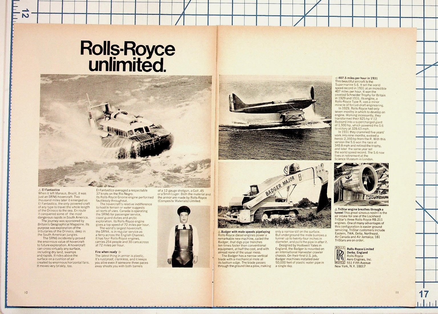 Rolls-Royce Unlimited Vintage 1970s Magazine Print Ad Hovercraft Seaplane