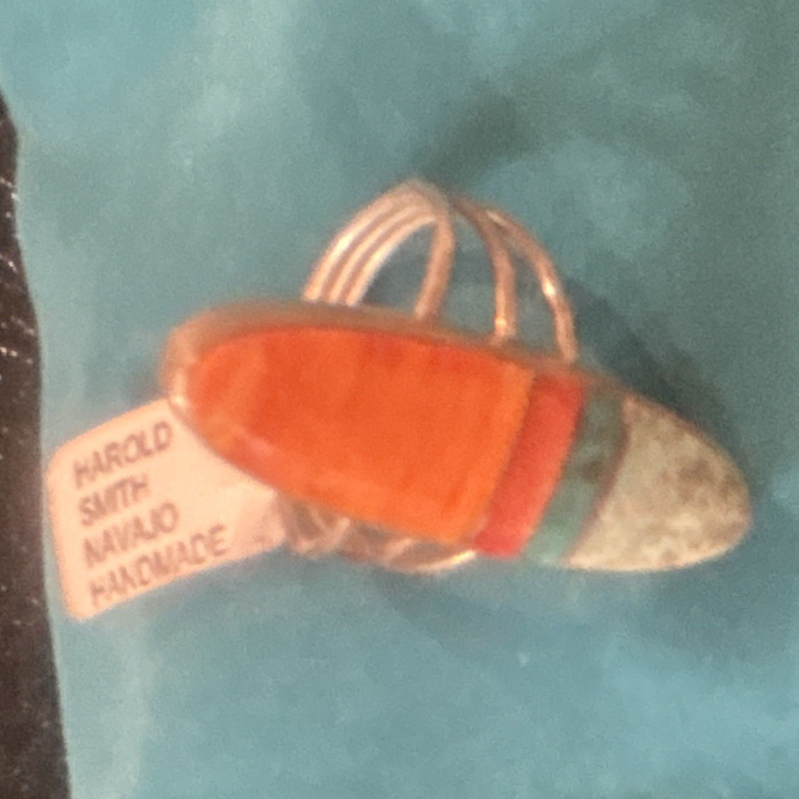 Harold Smith Navajo Handmade Multi-Stone Sterling Silver Ring Size 8-8.5
