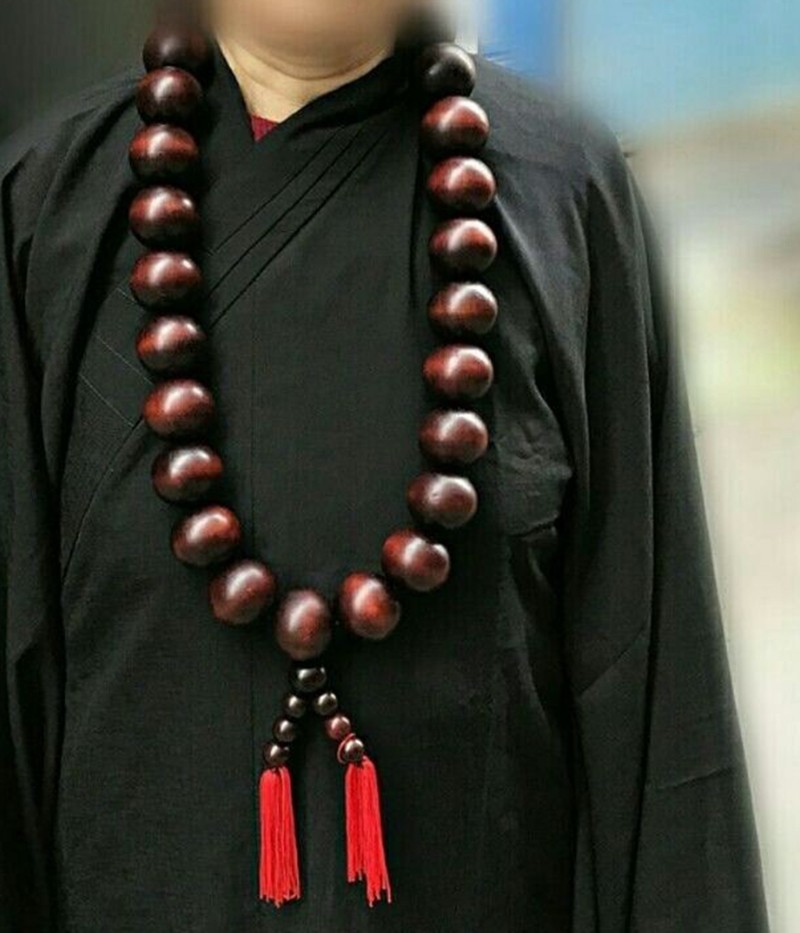 Huge 40mm*27 Prayer Beads Natural Red Wood Buddhist Temple Monk Necklace Rosary