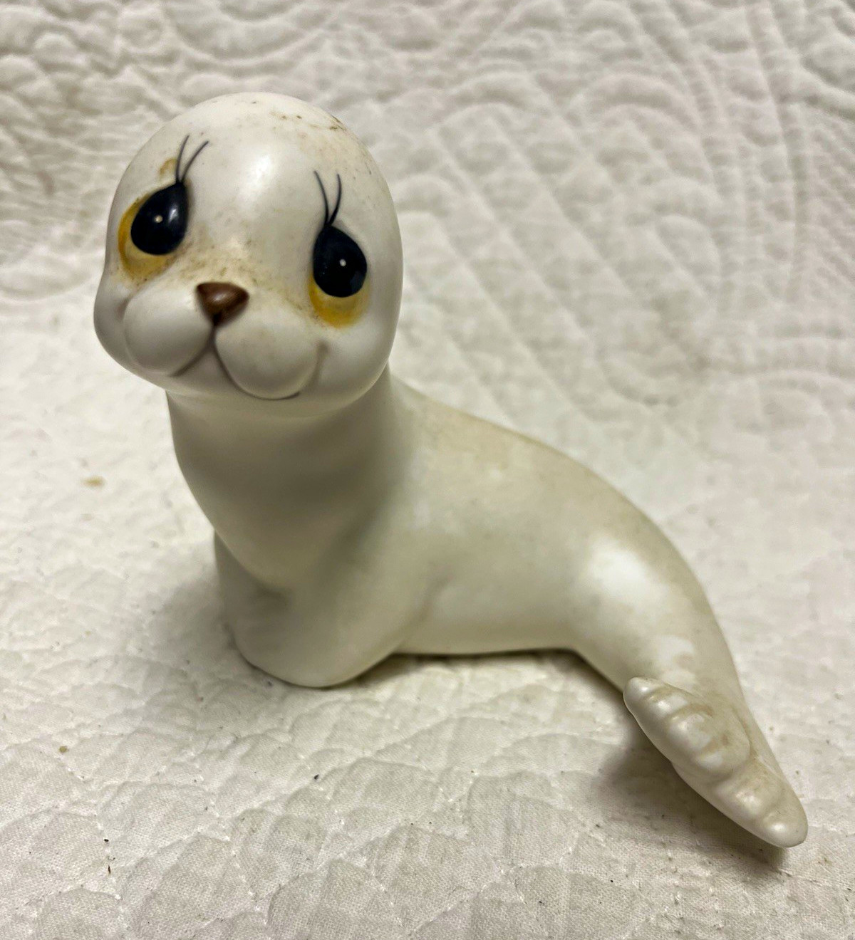 Otagiri White Porcelain Seal Figurine 4 Inch Made in Mexico Ceramic