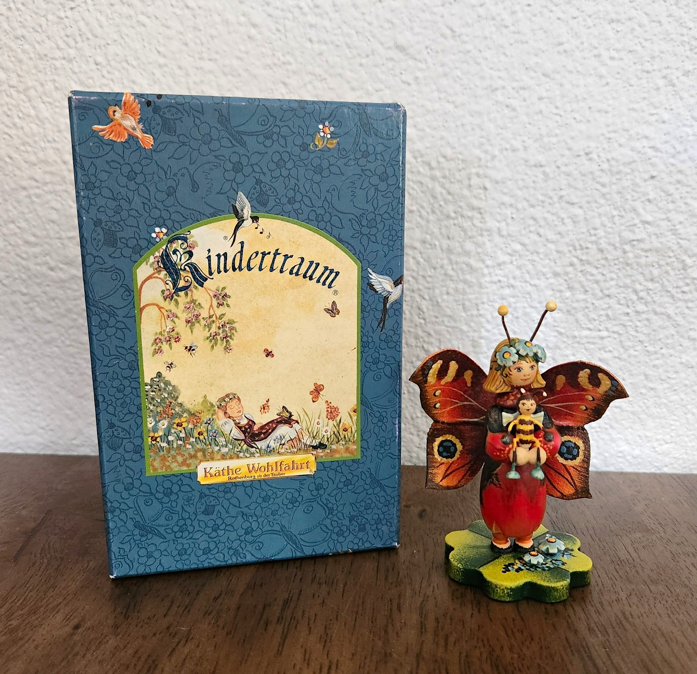 Kindertraum Butterfly Girl Figurine by Käthe Wohlfahrt Wood Painted Boxed 4\
