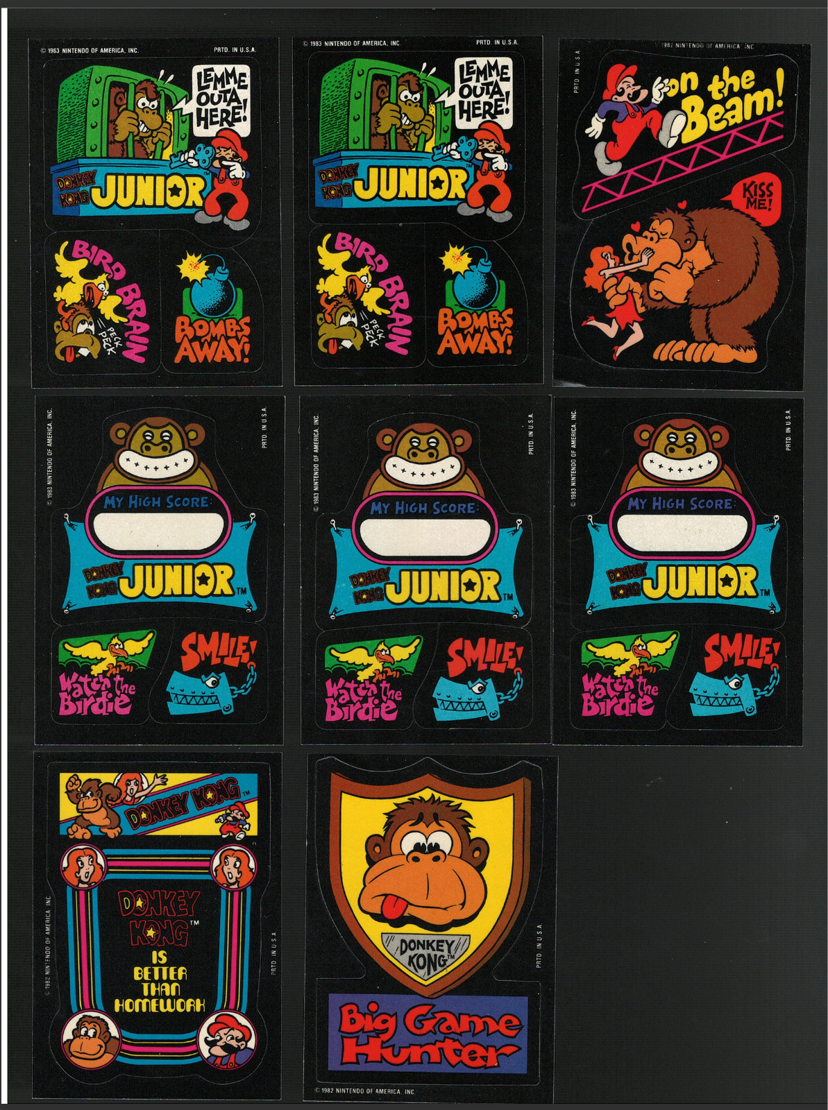 1983 Topps Video Donkey Kong Jr. (6) and 2 Topps 1982 Topps Donkey Kong Lot 1983 Topps Video Donkey Kong Jr. (6) and 2 Topps 1982 Topps Donkey Kong Lot
