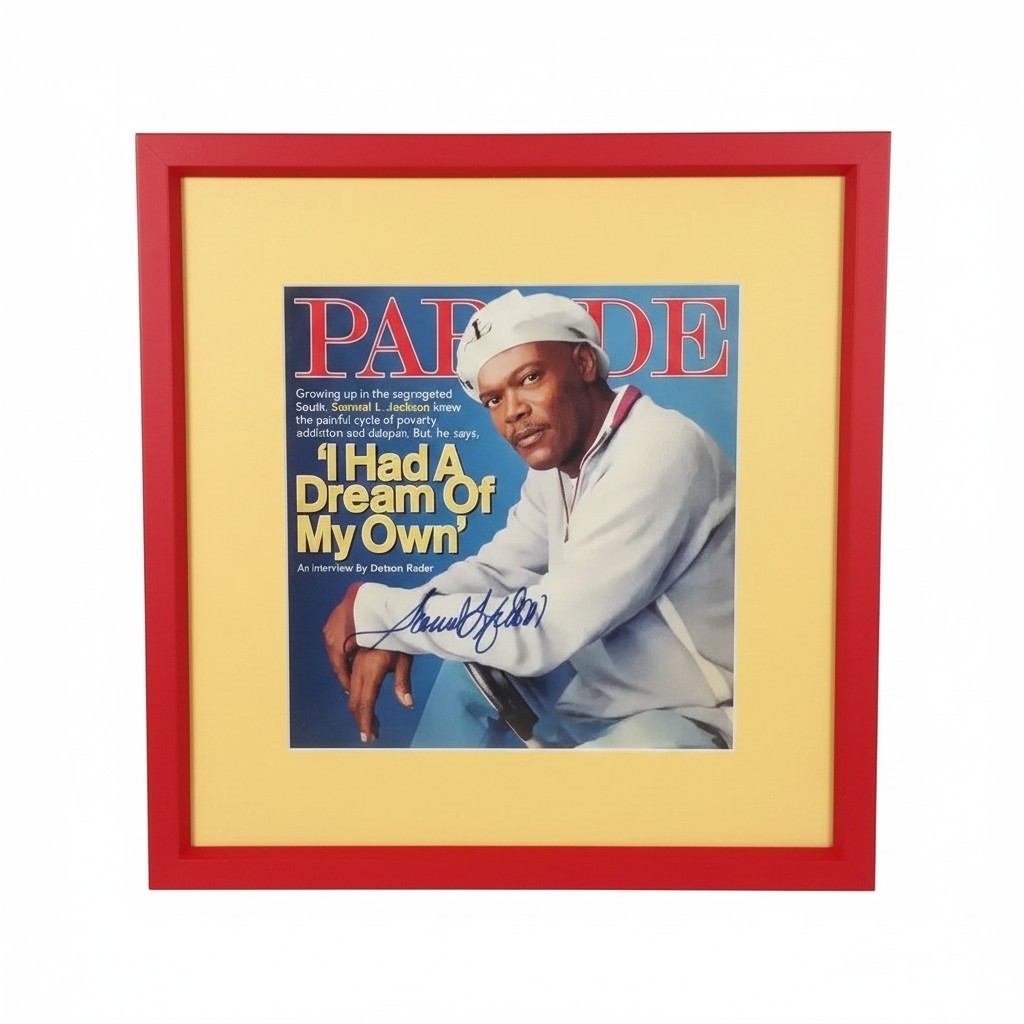 Samuel L. Jackson signed autograph 2005 Parade cover framed JSA Pulp Fiction MCU Samuel L. Jackson signed autograph 2005 Parade cover framed JSA Pulp Fiction MCU