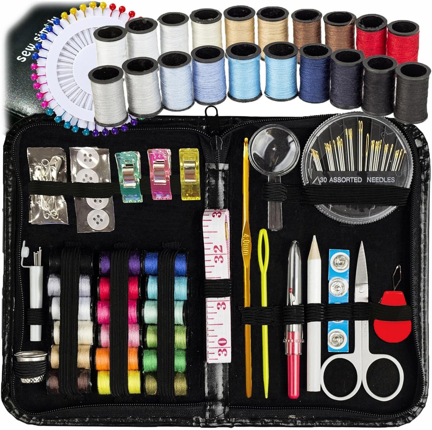 Artika Sewing Kit 142 PCS - Beginner & Expert Friendly Compact Travel Supplies