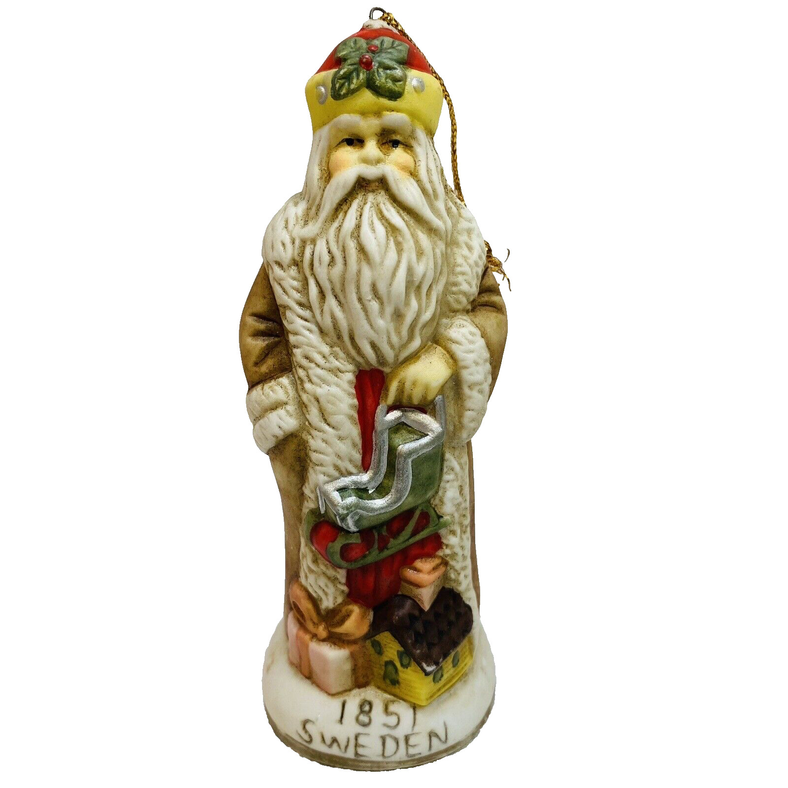 Santa from Around the World Ornament Sweden 1851 Vtg 1990\'s Porcelain Bisque 5\