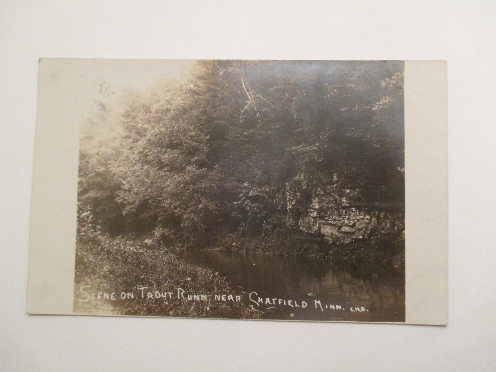 RPPC Chatfield Minnesota Postcard Scene on Trout Runn Real Photo 1910 MN