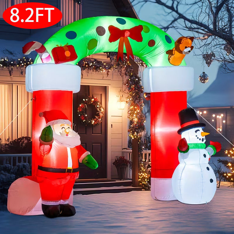 8.2FT Lighted Christmas Inflatable Archway Inflatable Santa Claus & Snowman Arch 8.2FT Lighted Christmas Inflatable Archway Inflatable Santa Claus & Snowman Arch