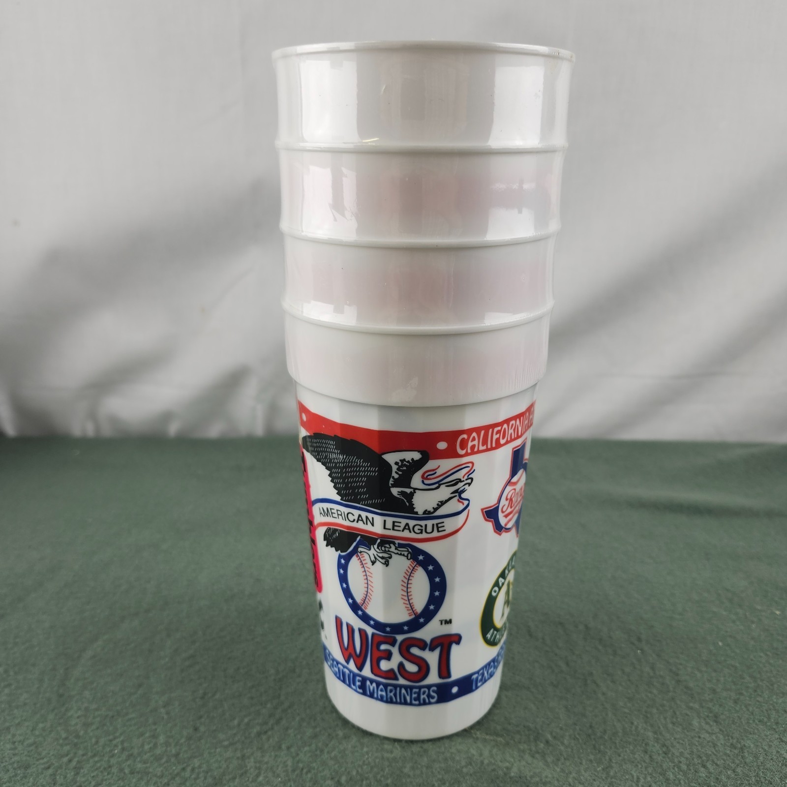 Vintage Packerware Plastics Beveled Tumbler Cups Set MLB Teams Glasses 32 oz