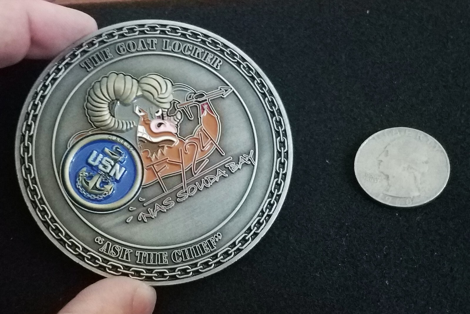 MASSIVE NAS Souda Bay Goat Locker Chief Petty Officer Navy CPO US Challenge Coin