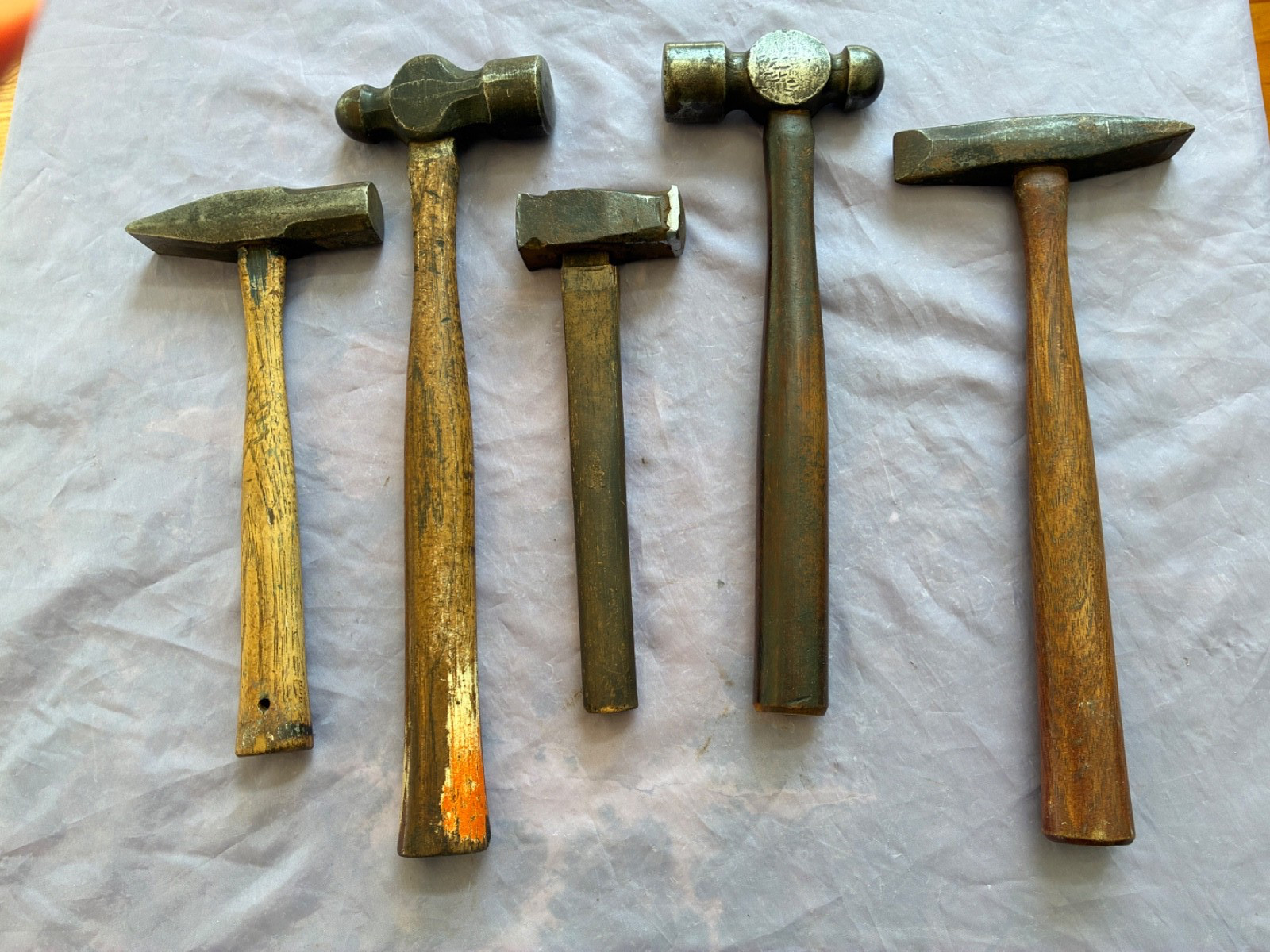 VINTAGE LOT OF 5 BLACKSMITH HAMMERS - ALL IN VERY GOOD CONDITION