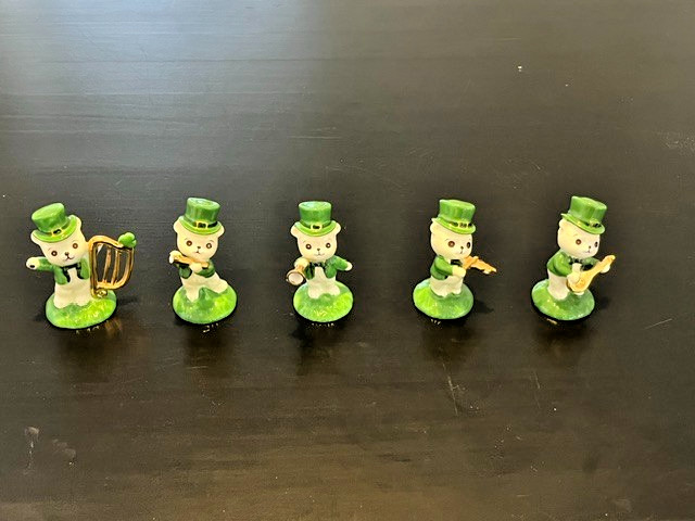 Vintage Bone China Leprechaun Bear Musician Band Set of 5 Taiwan St Patricks
