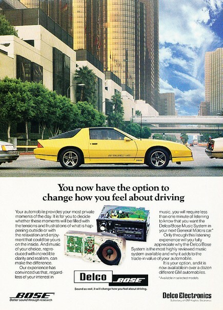 1986 1987 Bose Chevrolet Camaro Iroc Original Advertisement Print Art Car Ad K77