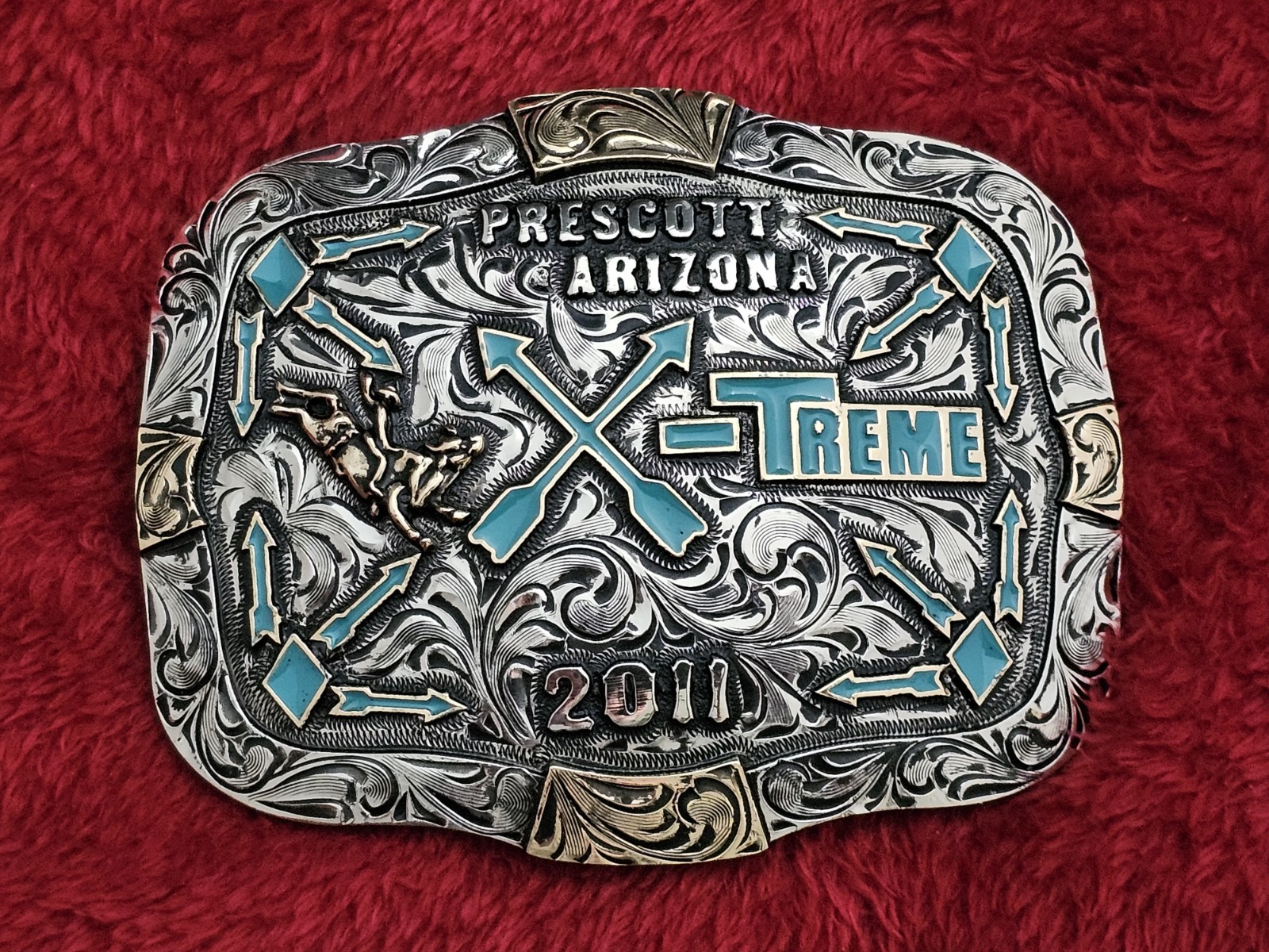 Bull Riding X~Treme☆2011☆ RODEO CHAMPION☆Prescott Arizona☆TROPHY BUCKLE☆Rare☆W93