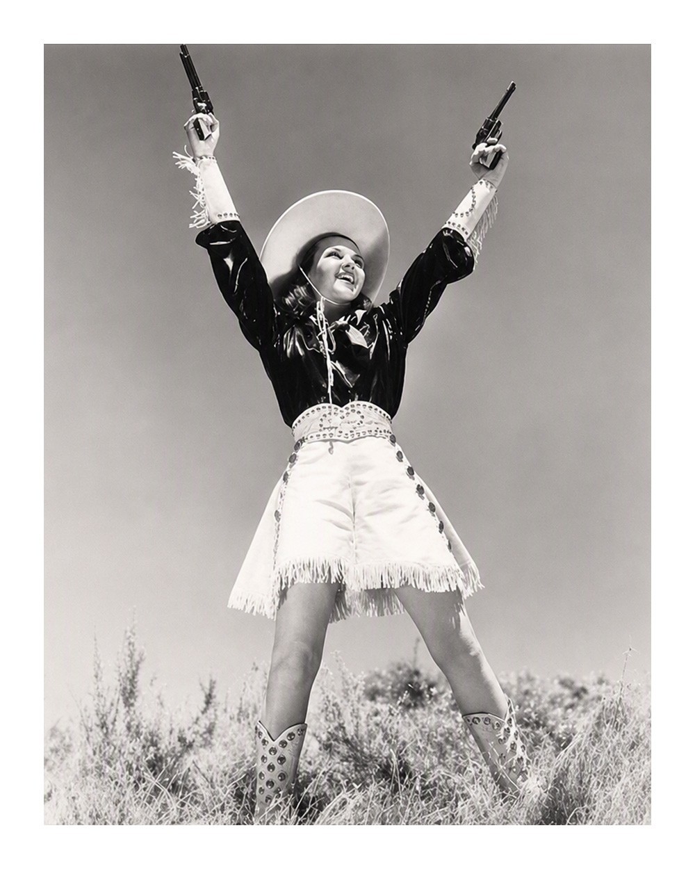 Vintage Western Cowgirl Gunslinger 8x10 Matte Photo Print Americana Art