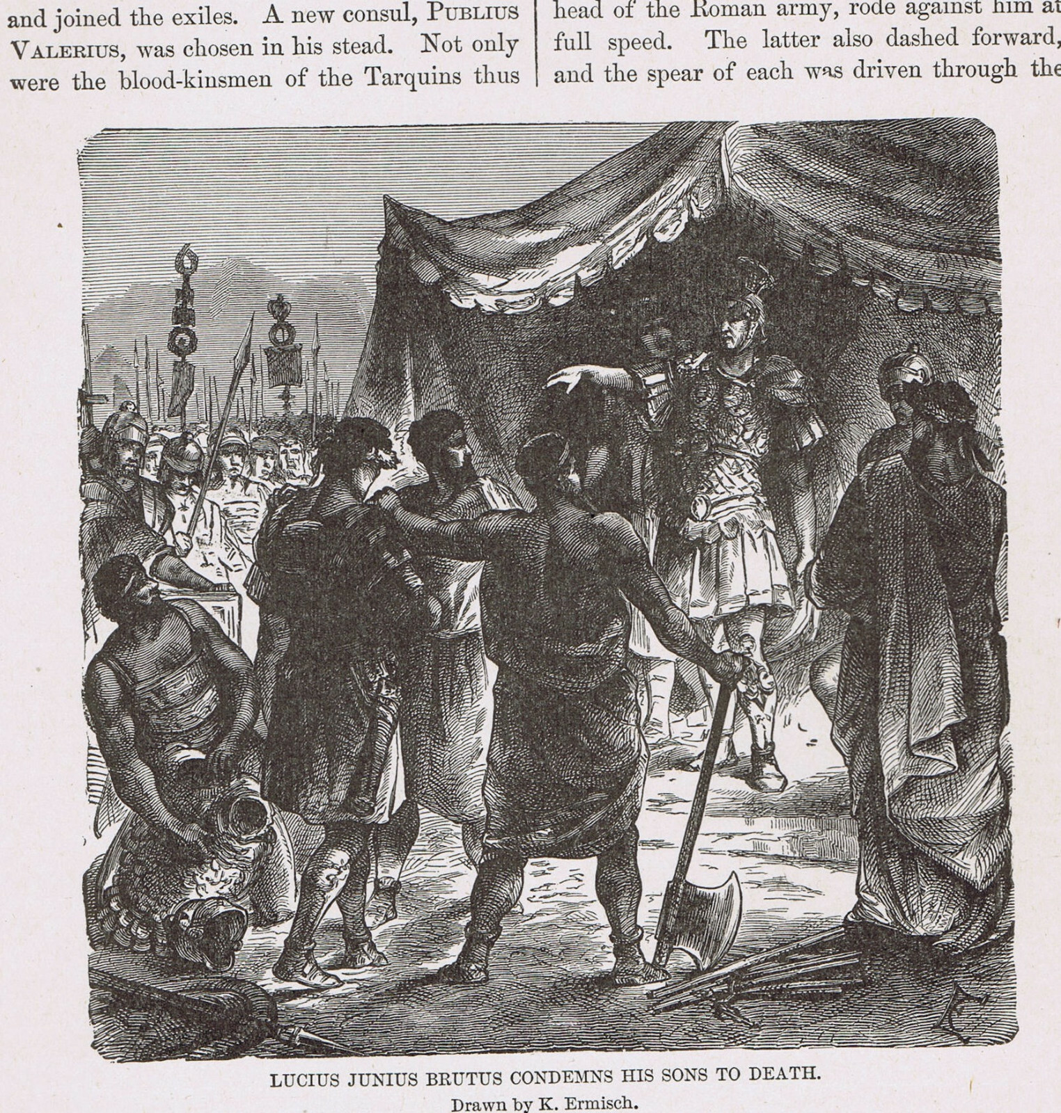 Lucius Junius Brutus, Founder of the Rome, Condemning Sons -1894 Page of History