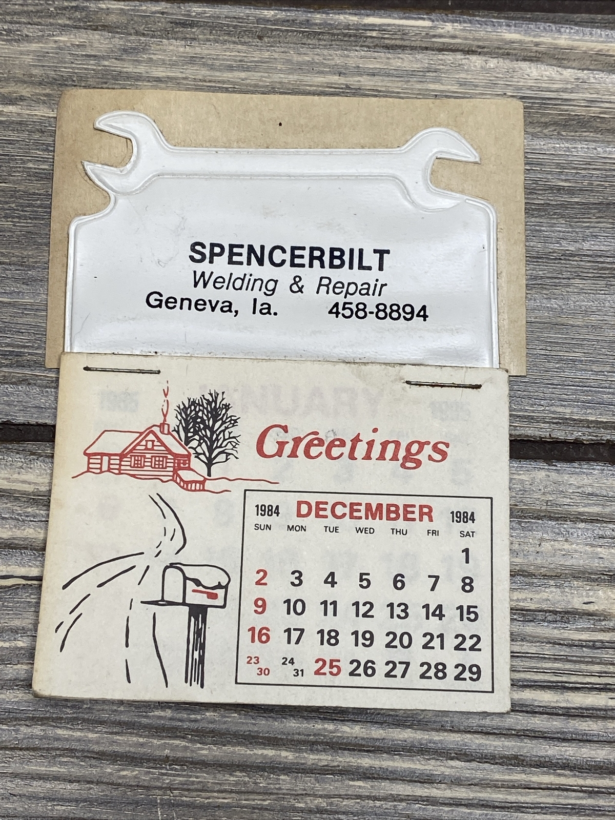 Vtg 1984-1985 Spencerbilt Welding Advertisement Calendar Adhesive Back 4x3”