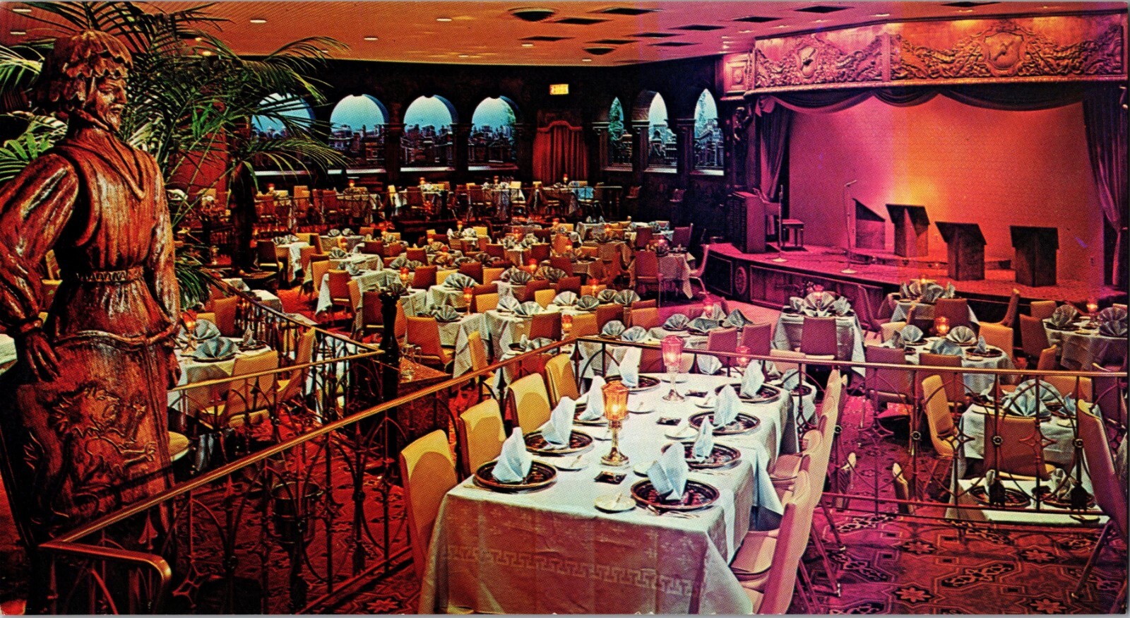 Postcard Chateau Renaissance North Bergen NJ Interior Dinning Room Stage