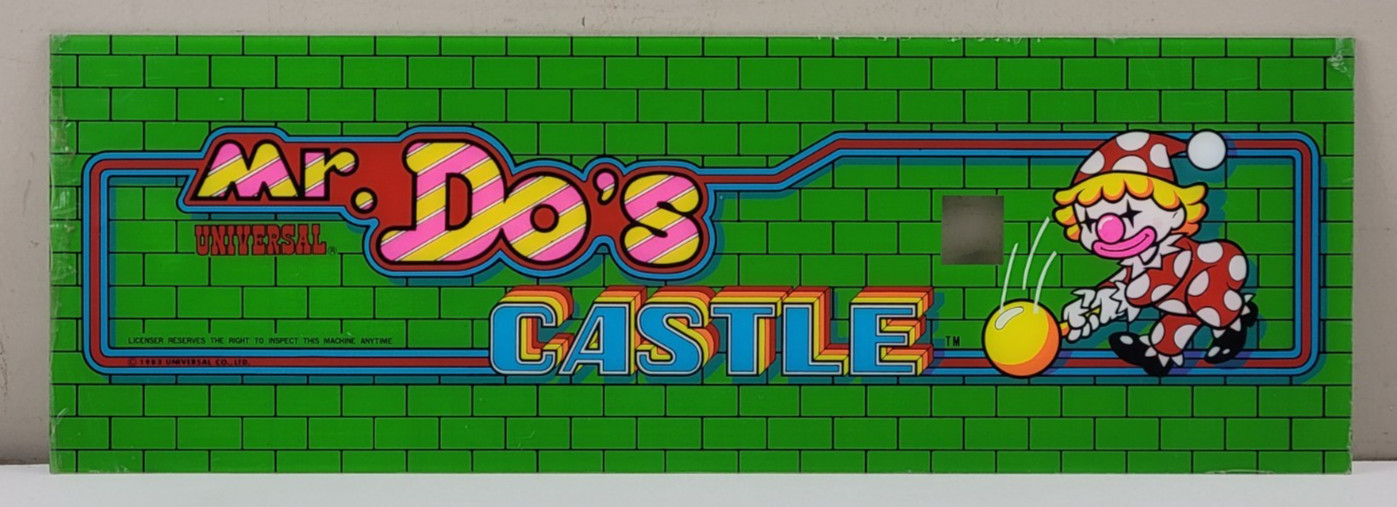 Original 1983 Universal Mr. Do\'s Castle Plexiglass Arcade Header Marquee Sign