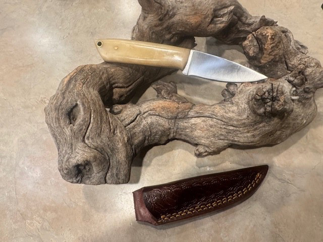 Sweet EDC  belt  knife High Carbon Steel w/white bone handles