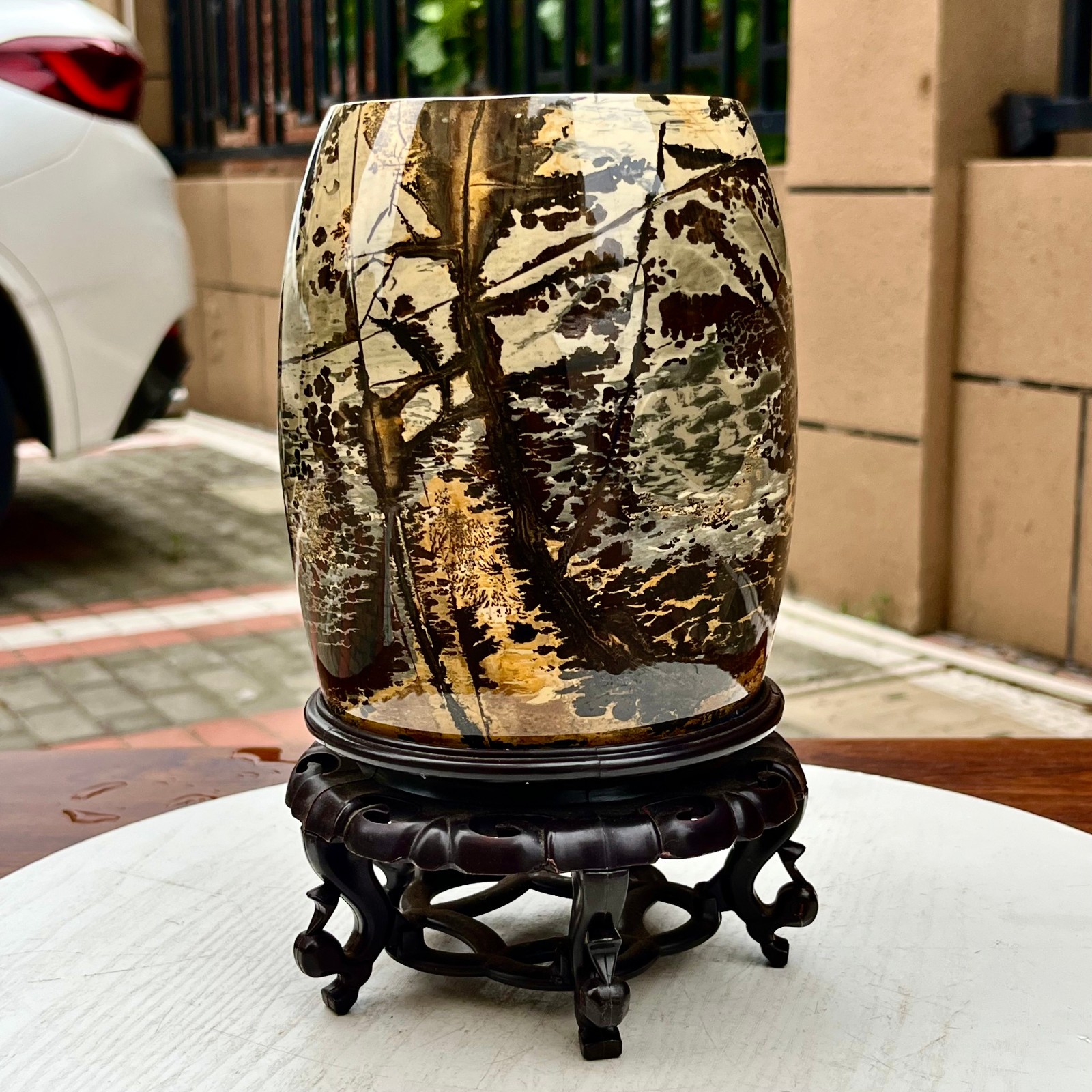 5.15LB Natural Chinese Painting Stone Origin Mineral Vase Ornament