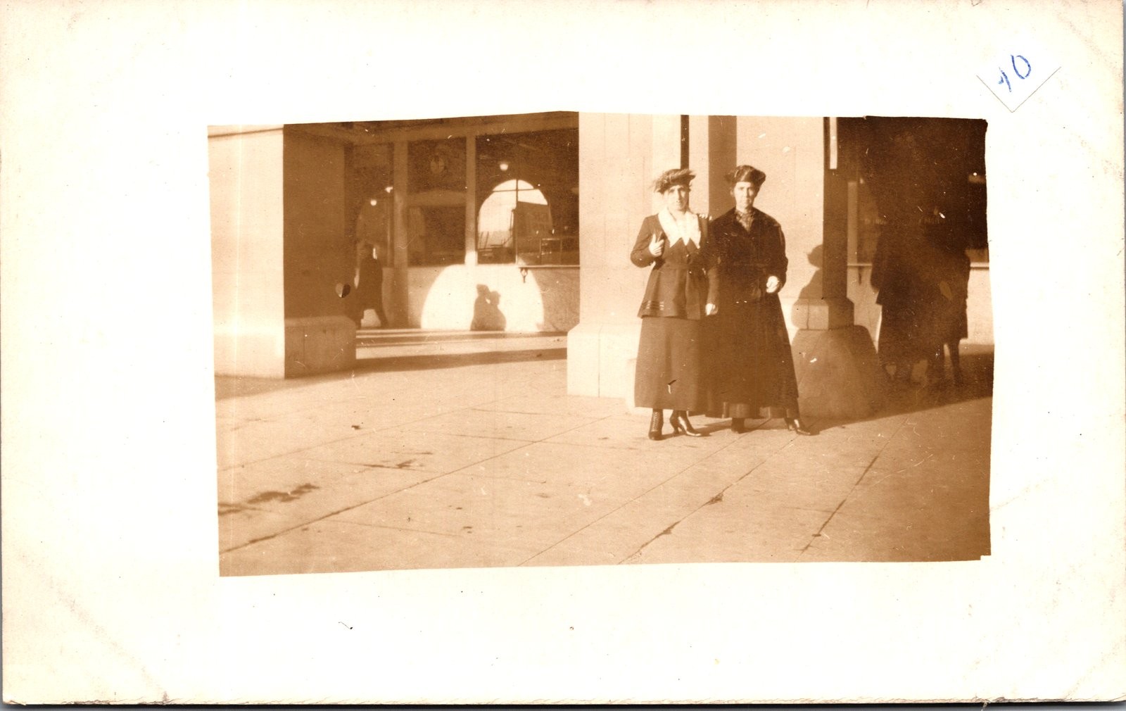 1910s Two Women Standing At Building Entrance Antique RPPC Postcard