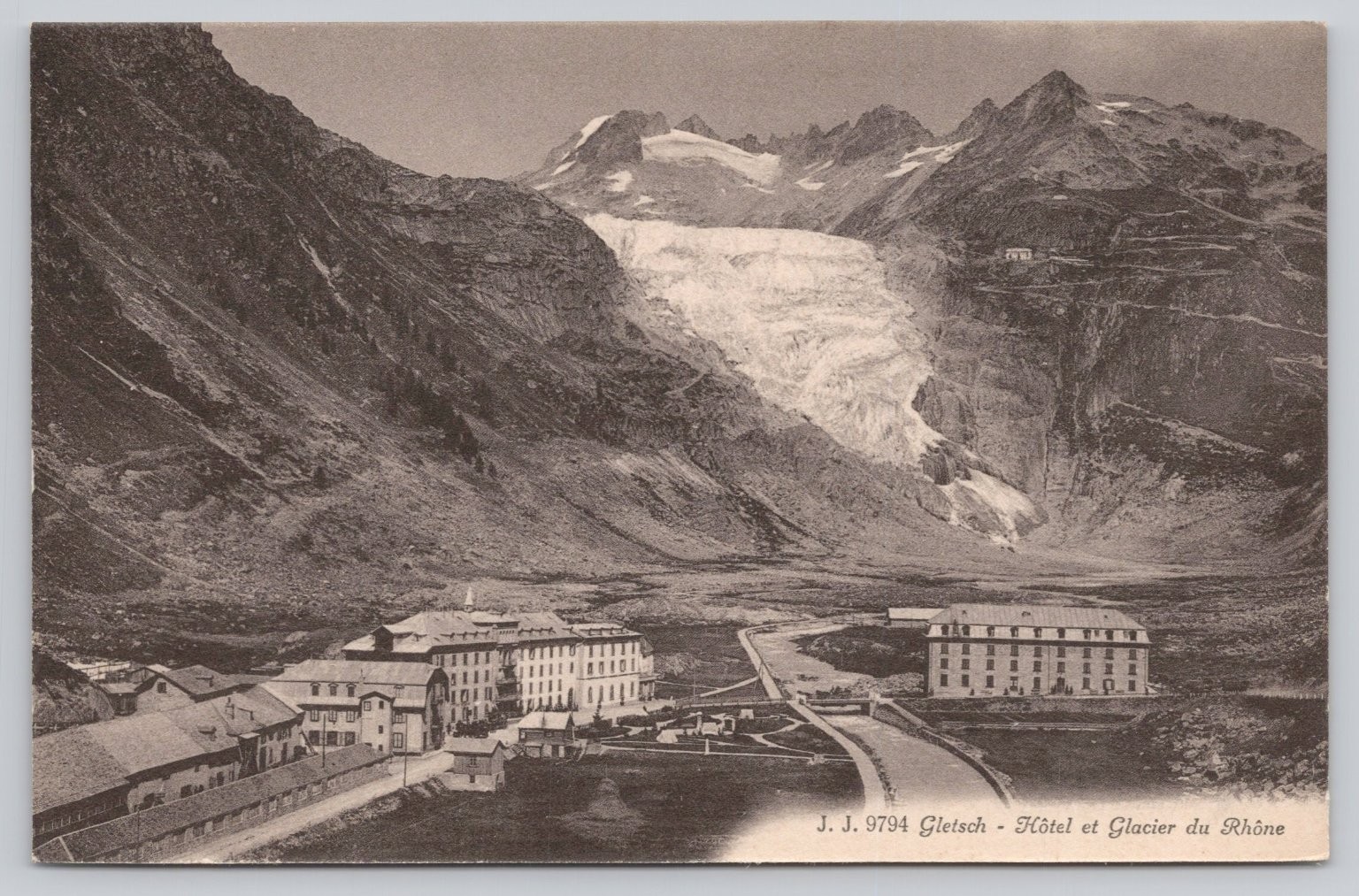 Gletsch Valais Switzerland Rhône Glacier Hotel Vintage Postcard Jullien