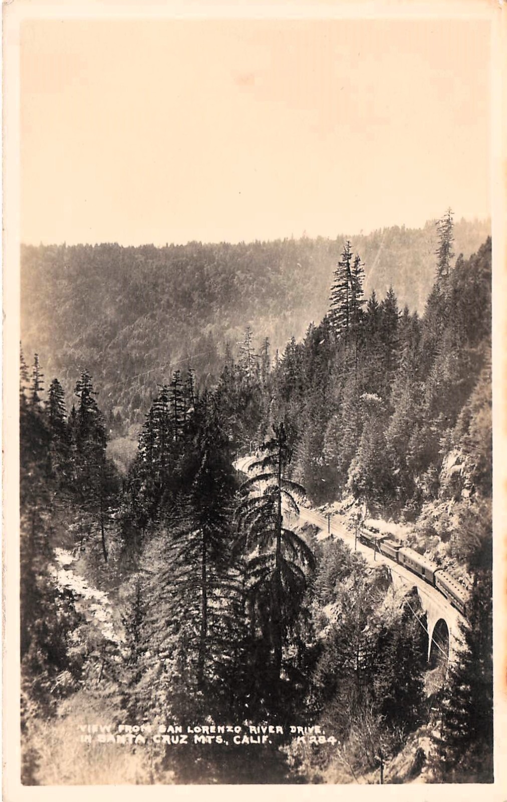 RPPC Santa Cruz CA San Lorenzo River Railroad Train Bridge Photo Postcard F37