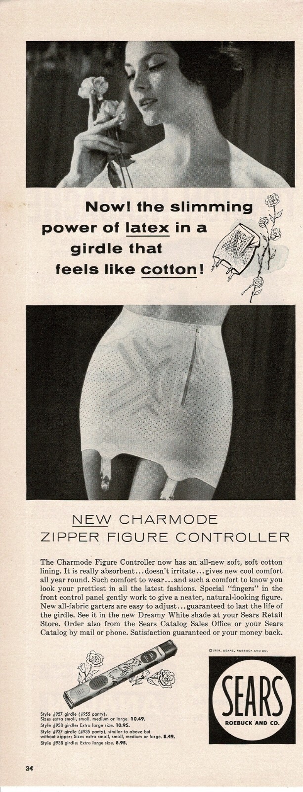 1959 Sears Charmode Figure Controller Girdle Vintage Print Ad