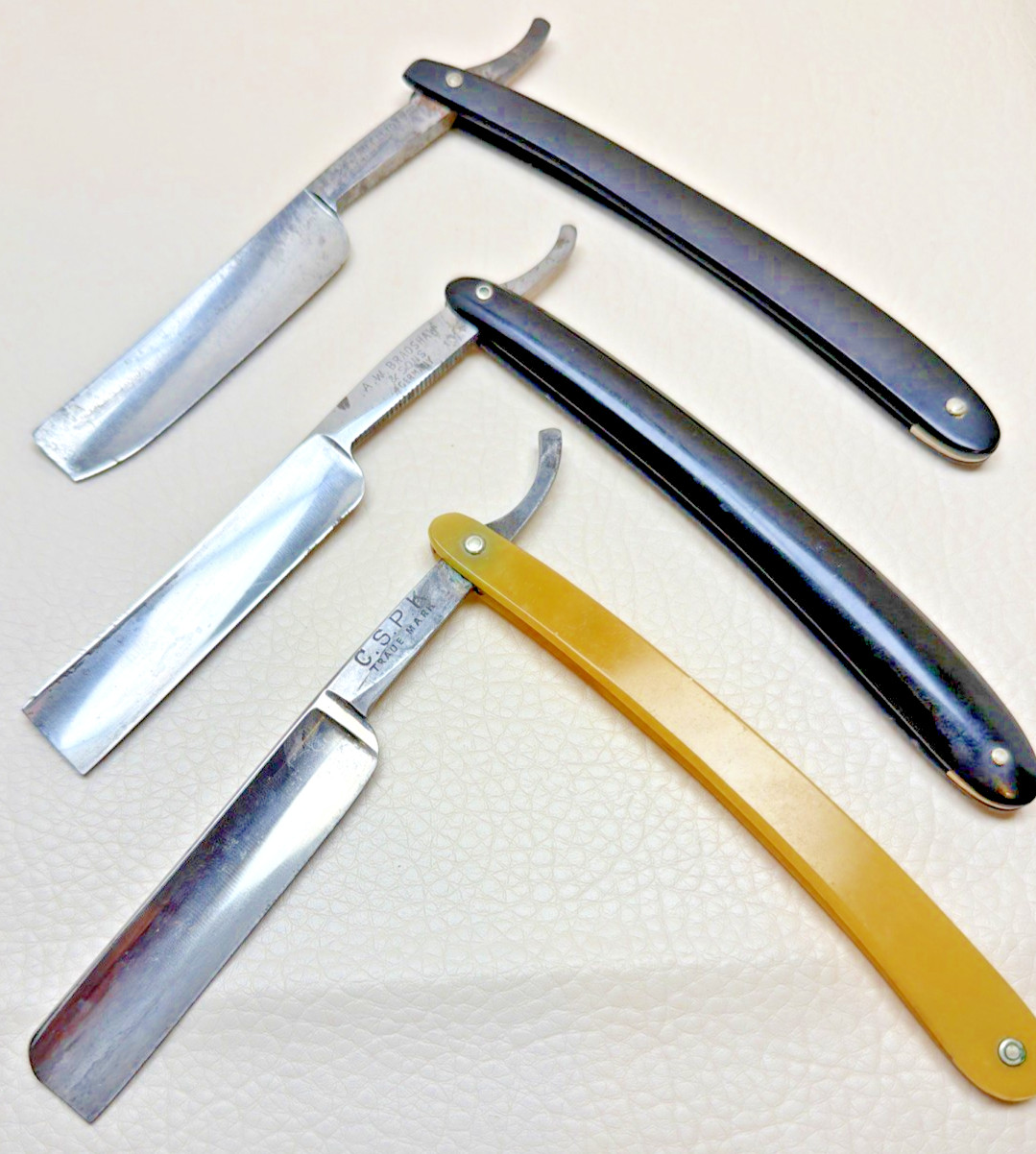 VTG Antique Lot 3 Straight Razors Wm Elliot Bradshaw CSPK As-Is Parts or Repair
