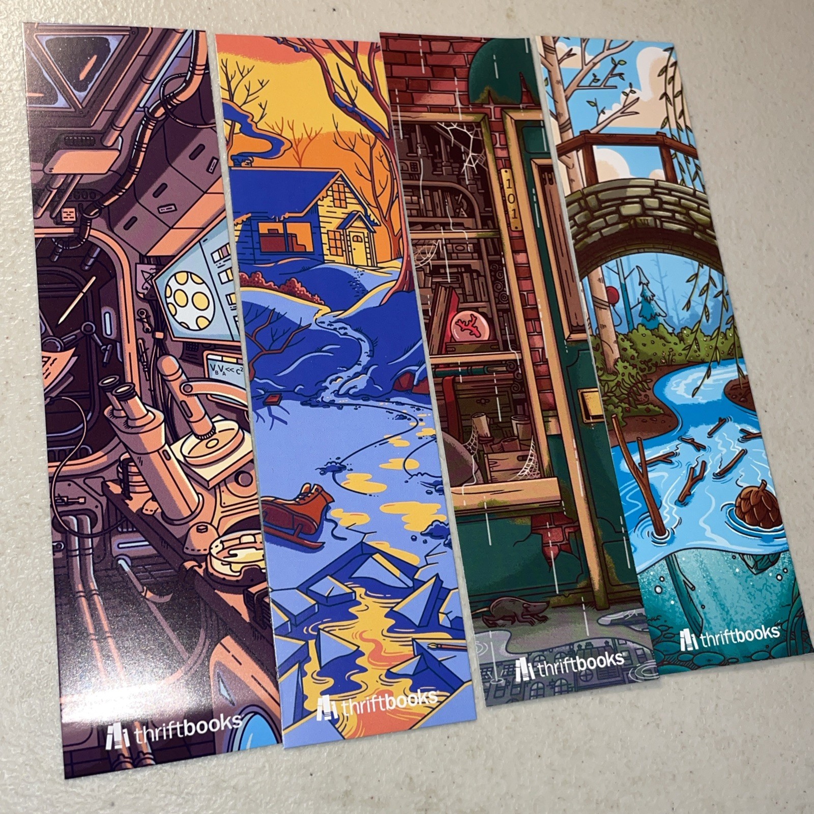 4 Thriftbooks Bookmarks Book Reading Cluemark Mystery Drama Sci-Fi Reader Fun