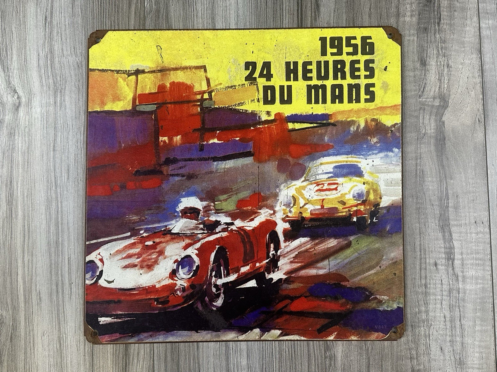 Le Mans 1956 24 Hour Racing Metal Sign Vintage Rusted French Garage Decor 12x12