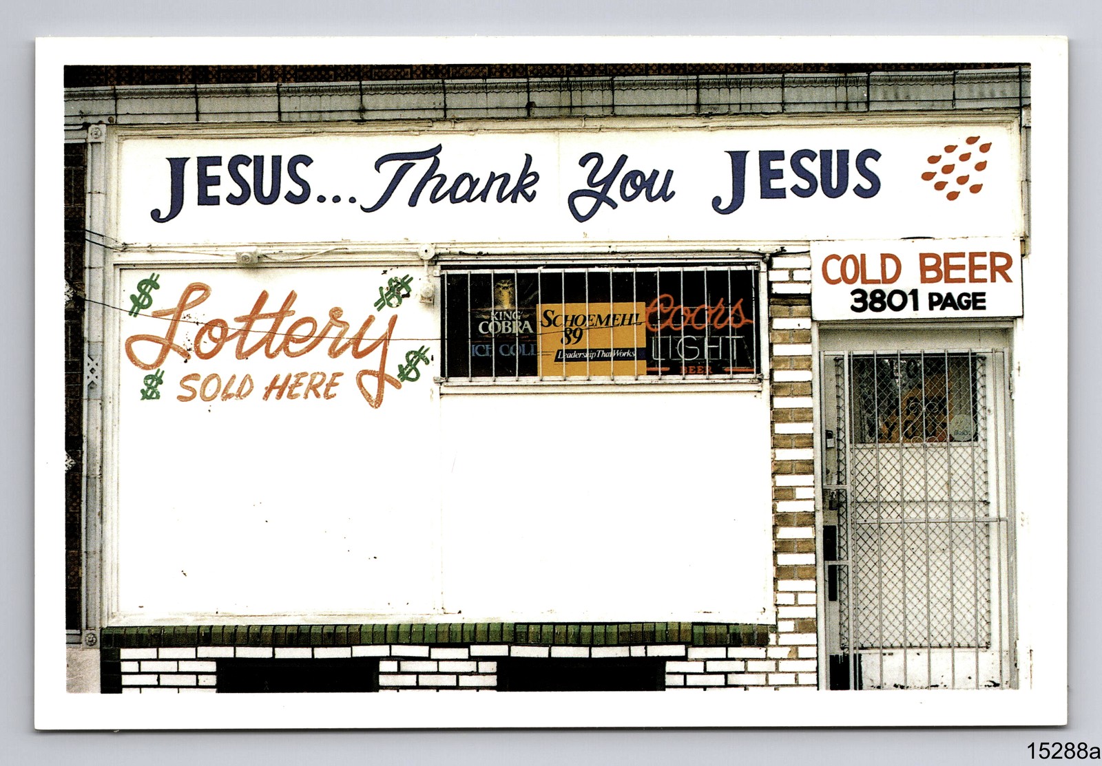 Thank You Jesus Liquor Store 3801 Page North St Louis MO Wm. Stage 1997 Postcard Thank You Jesus Liquor Store 3801 Page North St Louis MO Wm. Stage 1997 Postcard