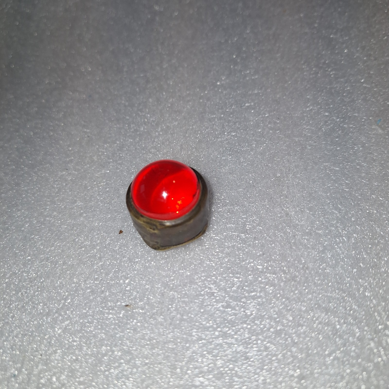 Vintage Ruby Red Glass Jeweled Reflector Brass Base Stop Sign Railroad 