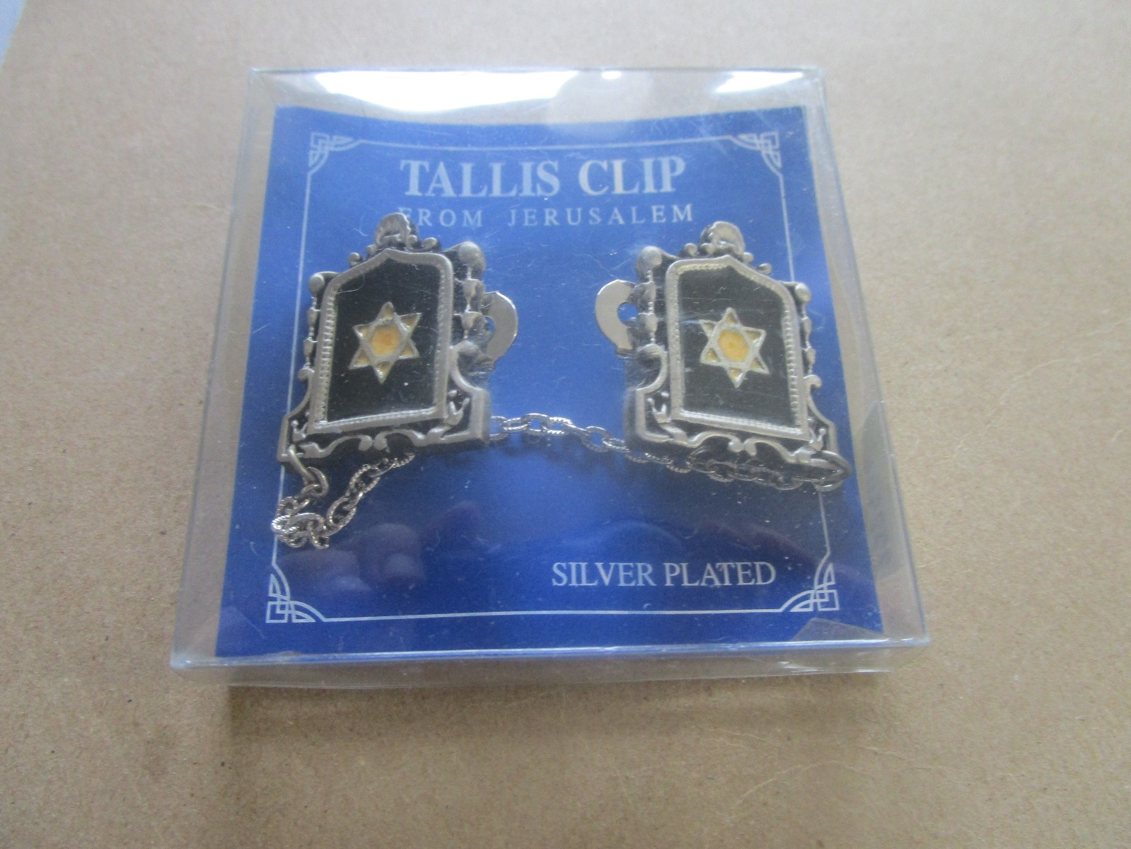 Silver Plated Blue Enamel Magen Star Of David  Tallis clips