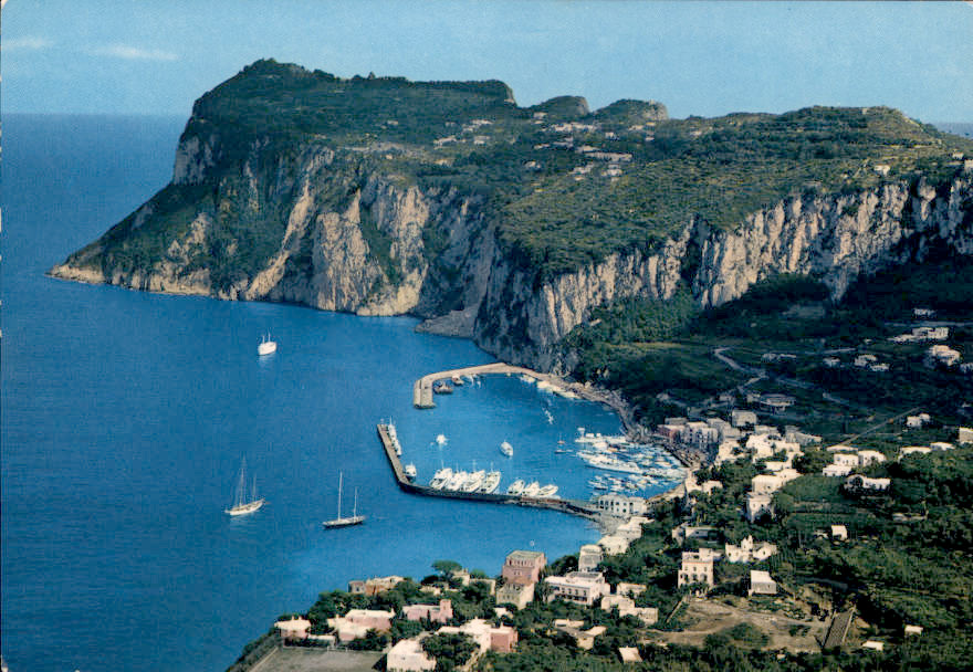 Postcard Anacapri Wonderful view of Marina Grande Aerial View Boats Water
